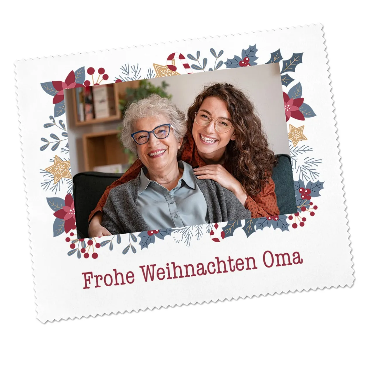 personalisiertes Brillenputztuch mit Wunschtext und Foto
