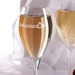Personalisiertes Champagnerglas Herzen