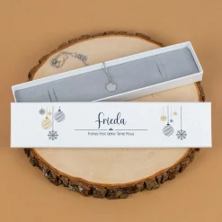 Personalisierte Schmuckverpackung zu Weihnachten mit Name & Wunschtext | Edle Geschenkbox für Armbänder