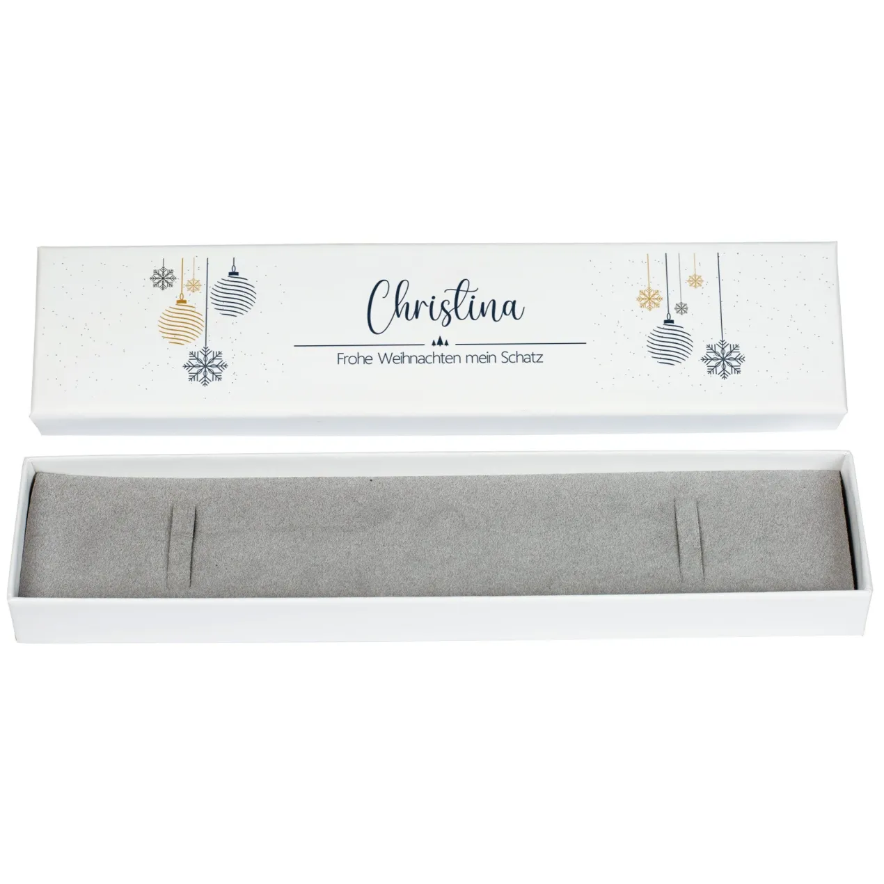 Personalisierte Schmuckverpackung zu Weihnachten mit Name & Wunschtext | Edle Geschenkbox für Armbänder