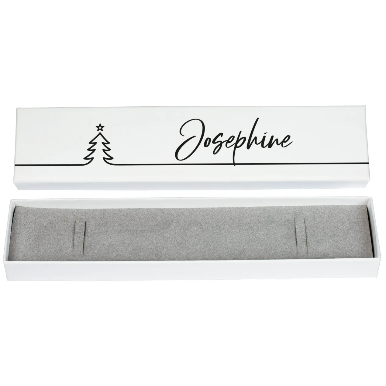 Personalisierte Schmuckverpackung zu Weihnachten mit Name | Geschenkbox für Armbänder Line-Art-Motiv