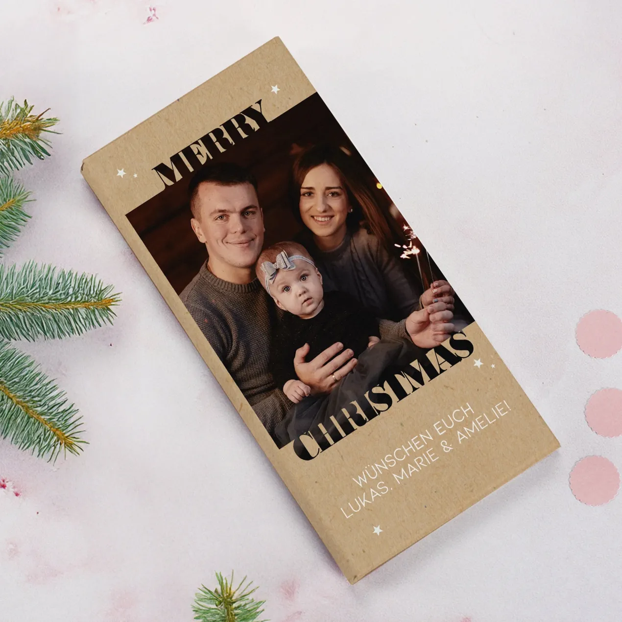 Personalisierte Schokolade zu Weihnachten mit Foto & Wunschtext | Merry Christmas 100 g