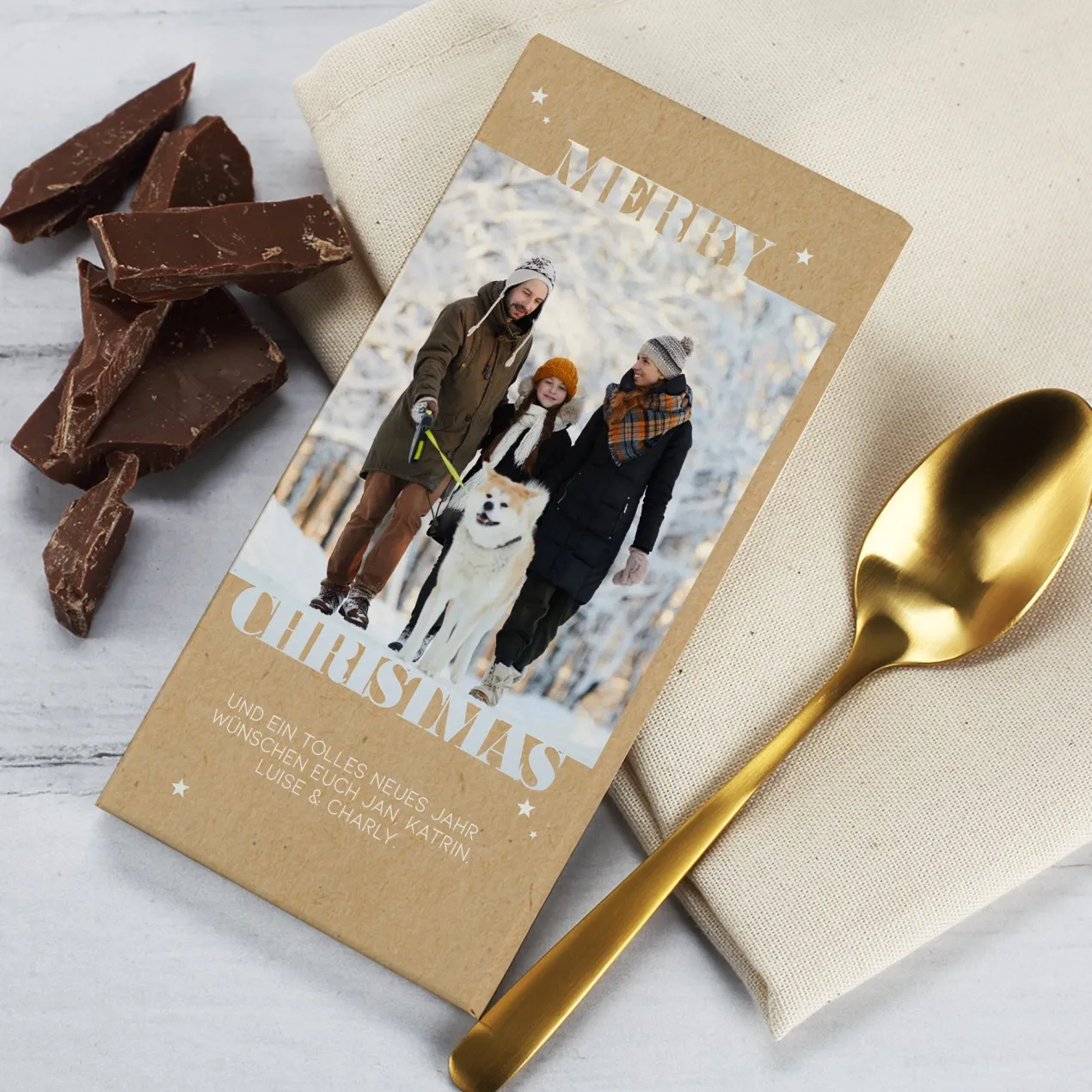 Personalisierte Schokolade zu Weihnachten mit Foto & Wunschtext | Merry Christmas 100 g