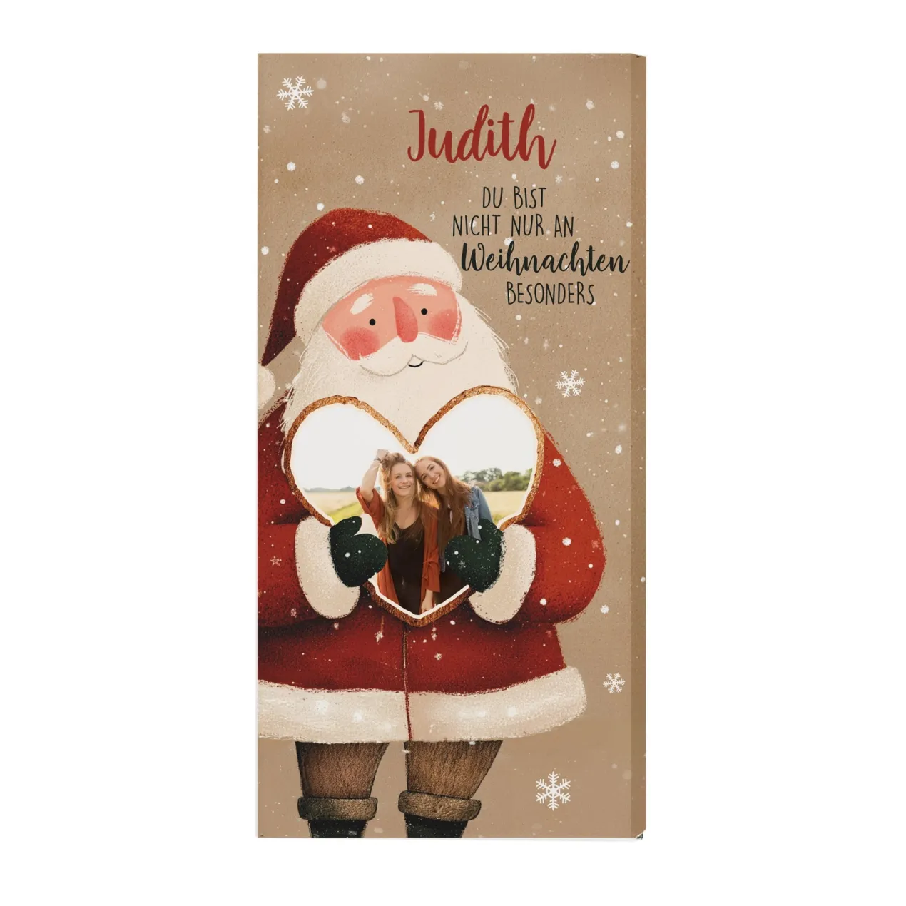 Personalisierte Schokolade mit Weihnachtsmann & Herz-Foto | Du bist nicht nur an Weihnachten besonders