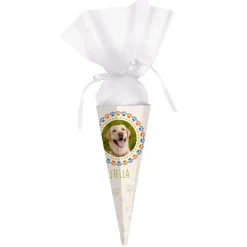 Personalisierte Schultüte für Hunde & Welpen mit Foto | Zuckertüte für Hundeschule | 28 cm