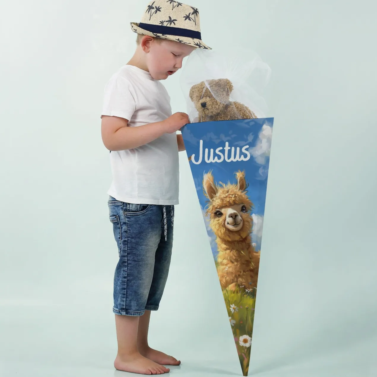 personalisierte Schultüte mit süßem Alpaka
