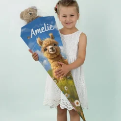personalisierte Schultüte mit süßem Alpaka