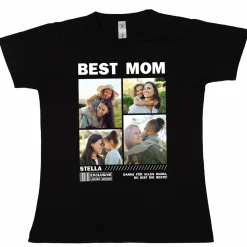 Personalisiertes Damen T-Shirt mit Fotocollage für Mama, Oma, Freundin & mehr | Schwarz | Muttertagsgeschenk