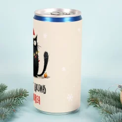 Personalisierte Secco-Dose 'Meowy Christmas' mit Katze & Name | Lustiges Geschenk zu Weihnachten