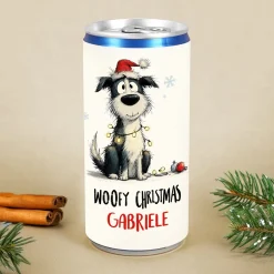 Personalisierte Secco-Dose 'Woofy Christmas' mit Hund & Name | Lustiges Geschenk zu Weihnachten