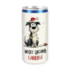 Personalisierte Secco-Dose 'Woofy Christmas' mit Hund & Name | Lustiges Geschenk zu Weihnachten