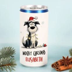 Personalisierte Secco-Dose 'Woofy Christmas' mit Hund & Name | Lustiges Geschenk zu Weihnachten