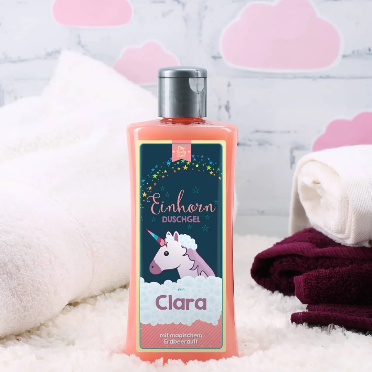 Personalisiertes Einhorn Duschgel mit Erdbeerduft