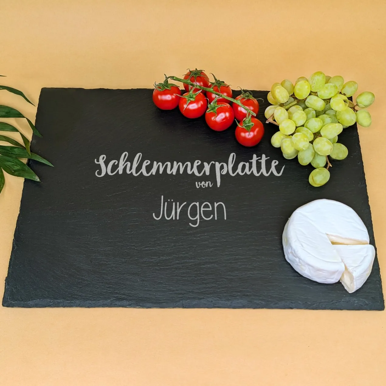 Personalisierte Servierplatte aus Schiefer mit Name | Schlemmerplatte Rechteckig