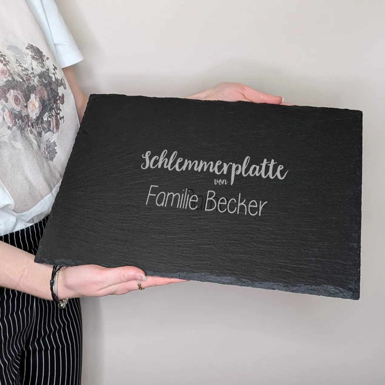 Personalisierte Servierplatte aus Schiefer mit Name | Schlemmerplatte Rechteckig