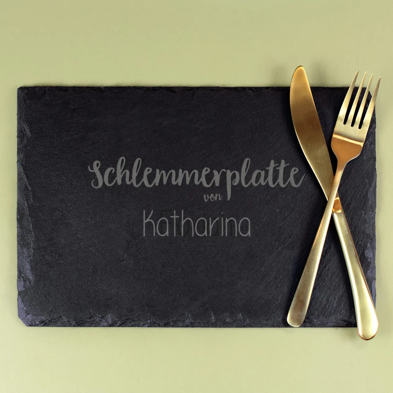 Personalisierte Servierplatte aus Schiefer mit Name | Schlemmerplatte Rechteckig