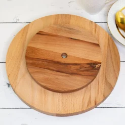 Personalisierte Servierplatte drehbar aus Holz mit Gravur | 30 cm | Schlemmerplatte