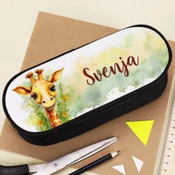 Personalisiertes Federmäppchen mit Name und Giraffen Motiv | Stiftebox & Etui für Kinder