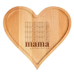 Personalisiertes Frühstücksbrettchen in Herzform aus Holz mit Gravur | Muttertagsgeschenk für Mama