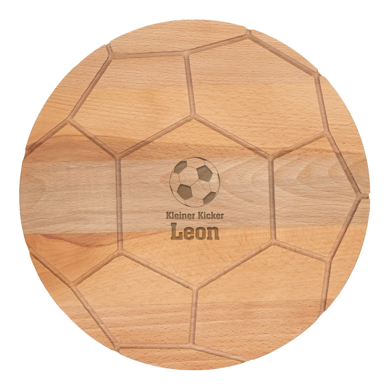 Personalisiertes Frühstücksbrettchen aus hochwertigem Buchenholz im Fußballdesign mit Wunschtext & Name