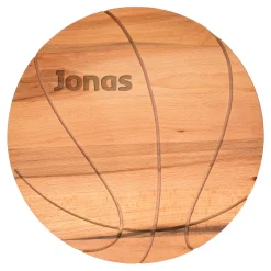 Personalisiertes Frühstücksbrettchen & Servierbrett mit Basketball-Motiv und Name aus Buchenholz