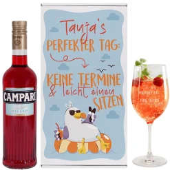 Personalisiertes Geschenkset 'Perfekter Tag' mit Aperitif, Glas & Geschenkbox | 3 Sorten zur Auswahl