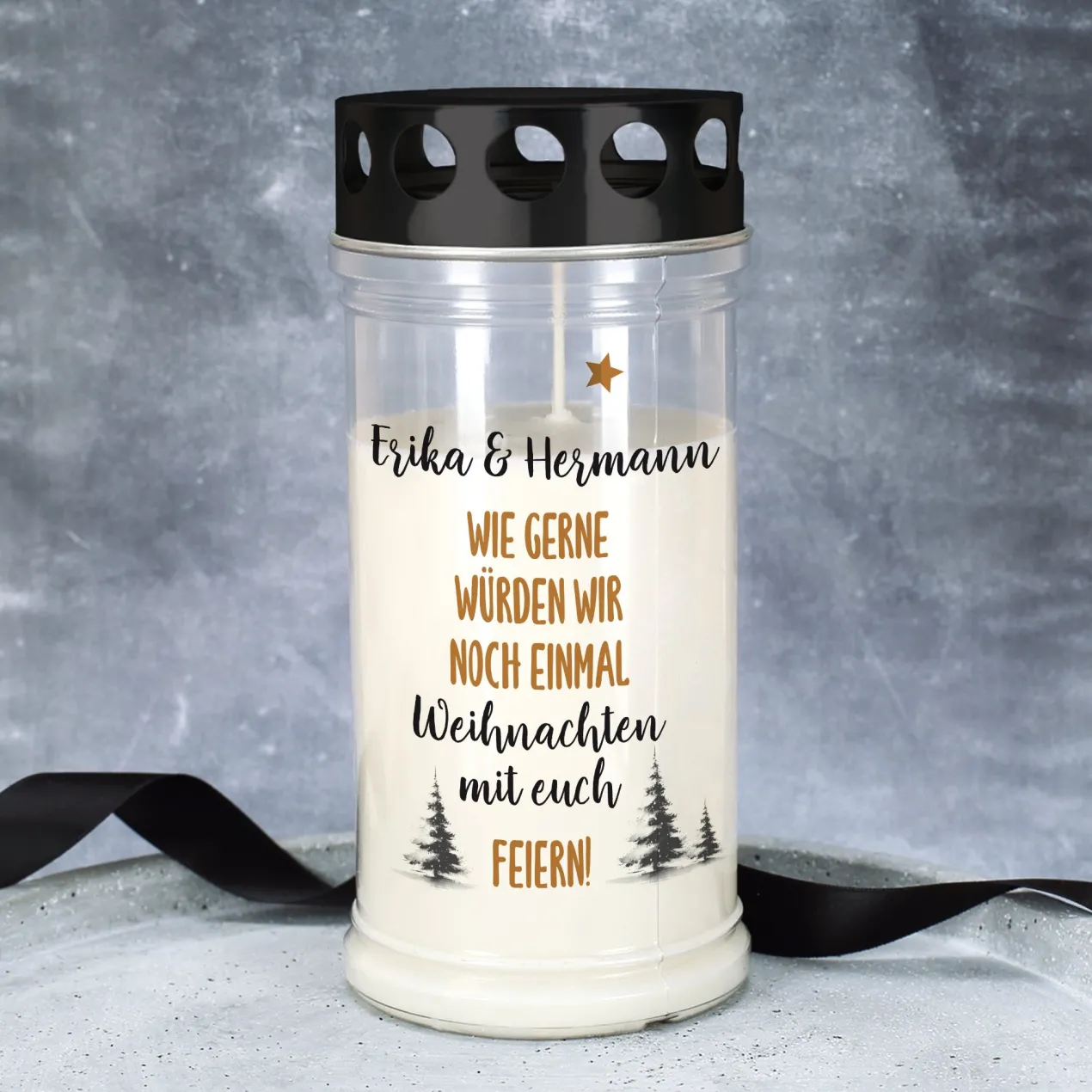 Personalisiertes Grablicht mit Name | Noch einmal Weihnachten feiern | 2 Größen