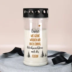 Personalisiertes Grablicht mit Name | Noch einmal Weihnachten feiern | 2 Größen