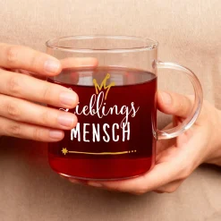 Personalisiertes großes Teeglas für Lieblingsmenschen | Geschenk für Weihnachten & Teeliebhaberinnen