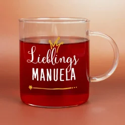 Personalisiertes großes Teeglas für Lieblingsmenschen | Geschenk für Weihnachten & Teeliebhaberinnen