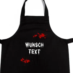 Personalisiertes Halloween-Kostüm | Schürze mit Blutspritzern und Wunschtext | 2 Farben