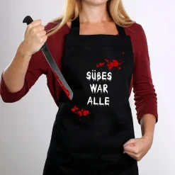 Personalisiertes Halloween-Kostüm | Schürze mit Blutspritzern und Wunschtext | 2 Farben
