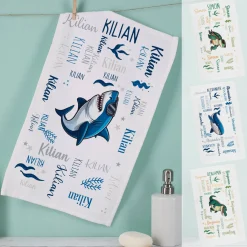 Personalisiertes Handtuch mit coolem Meerestier-Motiv und Namen