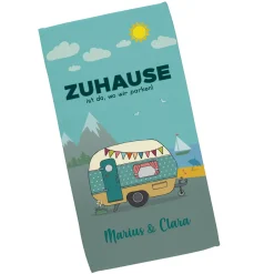 Personalisiertes Handtuch mit Wunschtext für den Campingurlaub in 3 Größen | Geschenk für den Urlaub