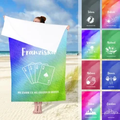 Personalisiertes Handtuch mit Hobby-Motiven, Name & Wunschtext | 3 Größen
