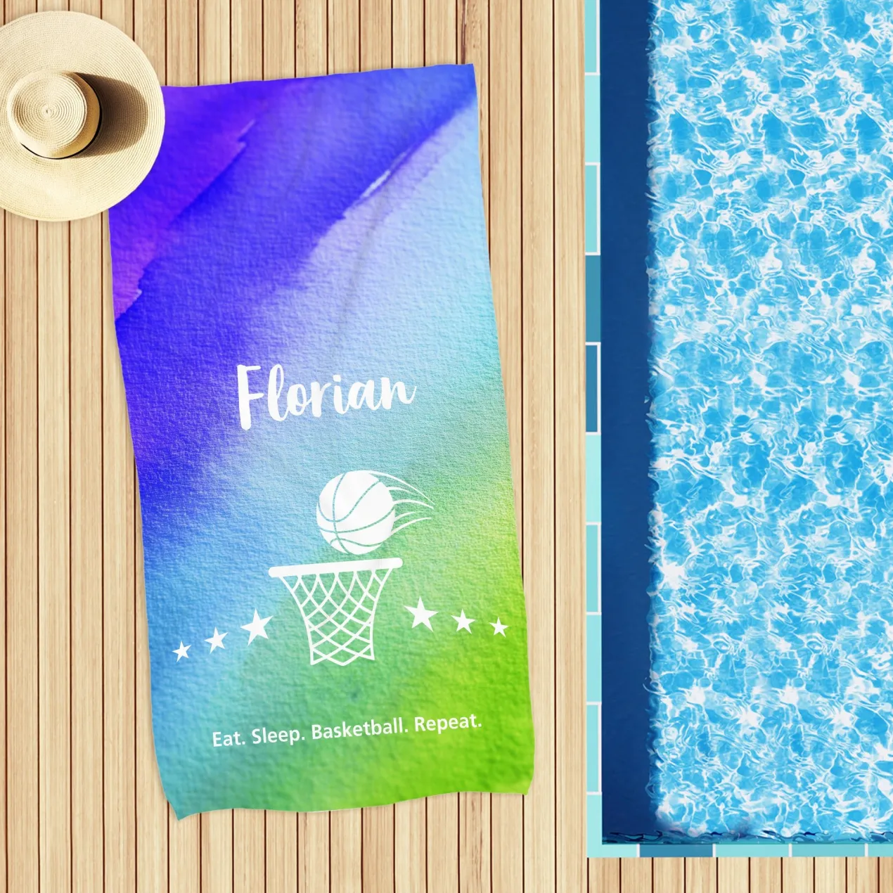 Personalisiertes Handtuch mit Hobby-Motiven, Name & Wunschtext | 3 Größen