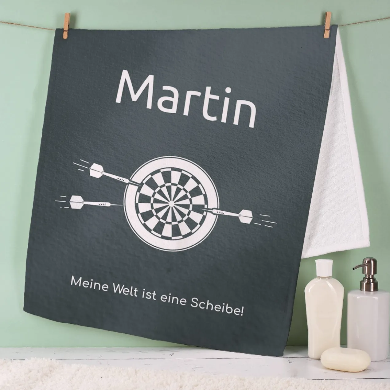 Personalisiertes Handtuch mit Hobby-Motiven, Name & Wunschtext | 3 Größen