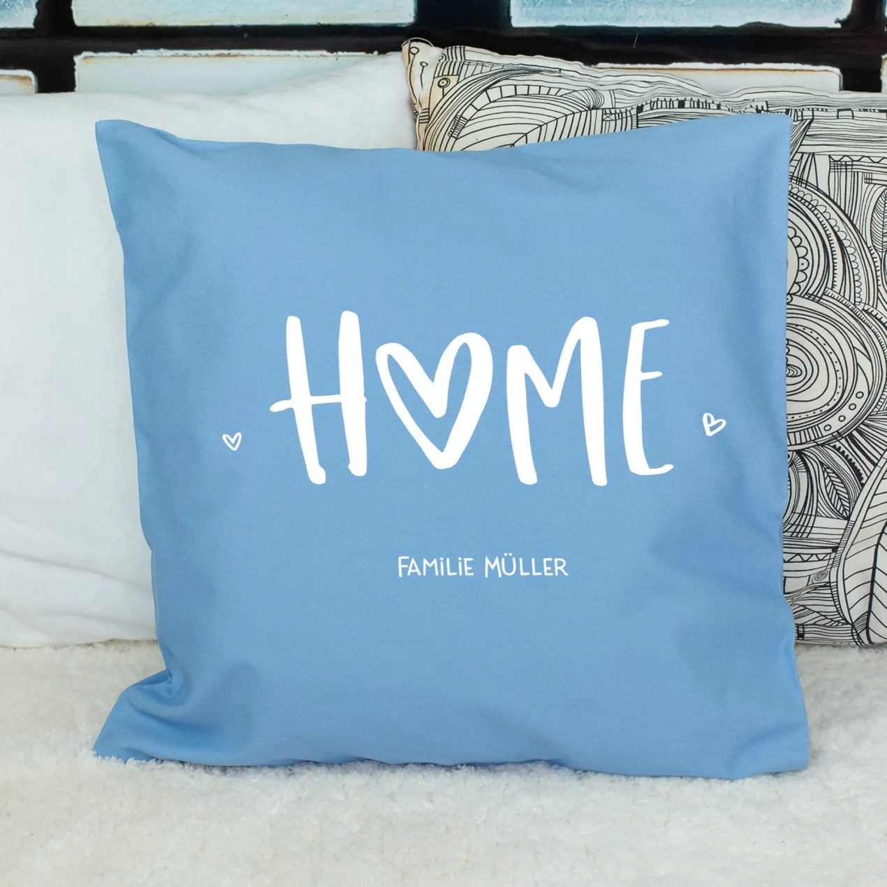 Personalisiertes HOME Kissen mit Wunschtext | Deko Geschenk zum Einzug, für neue Wohnung & Zuhause