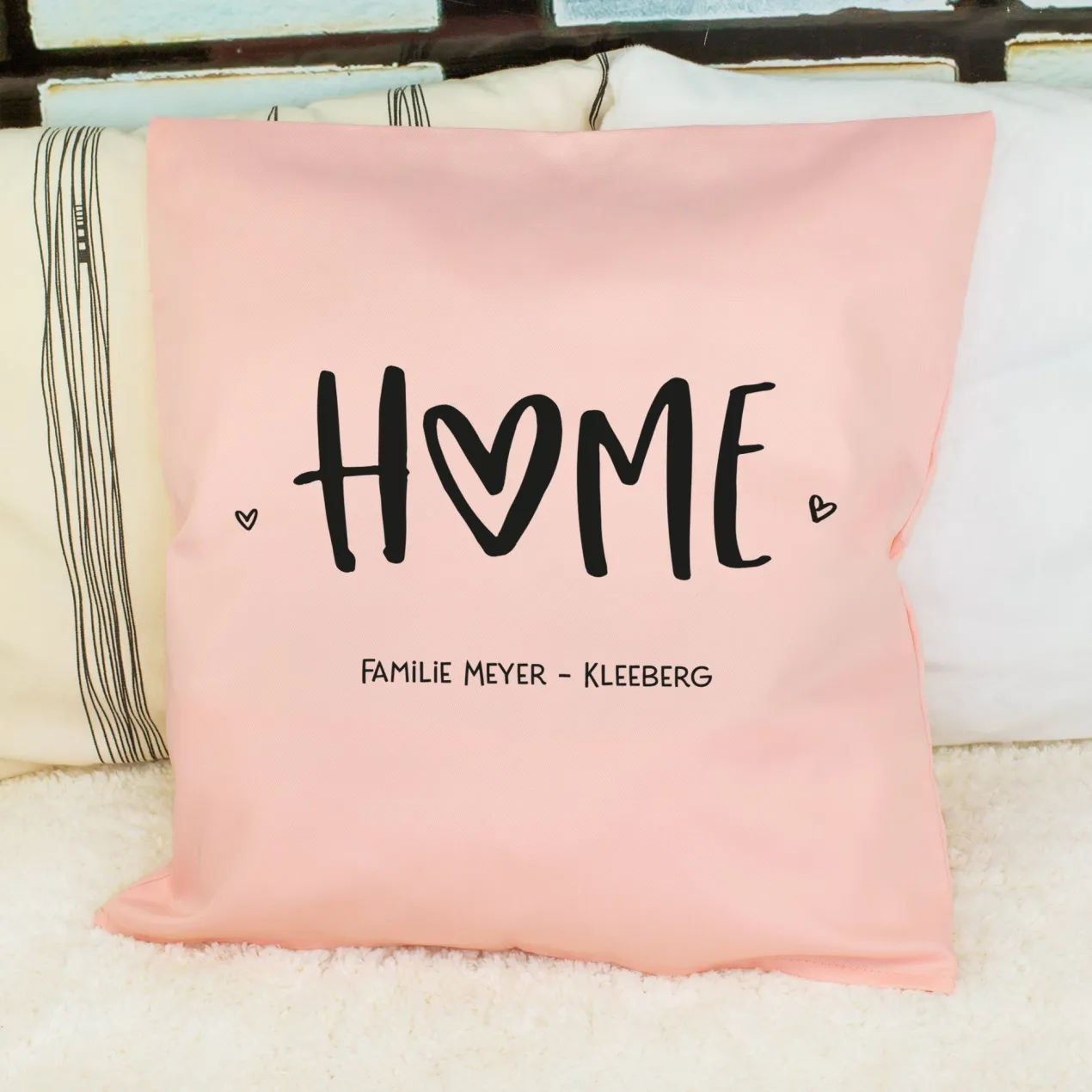 Personalisiertes HOME Kissen mit Wunschtext | Deko Geschenk zum Einzug, für neue Wohnung & Zuhause