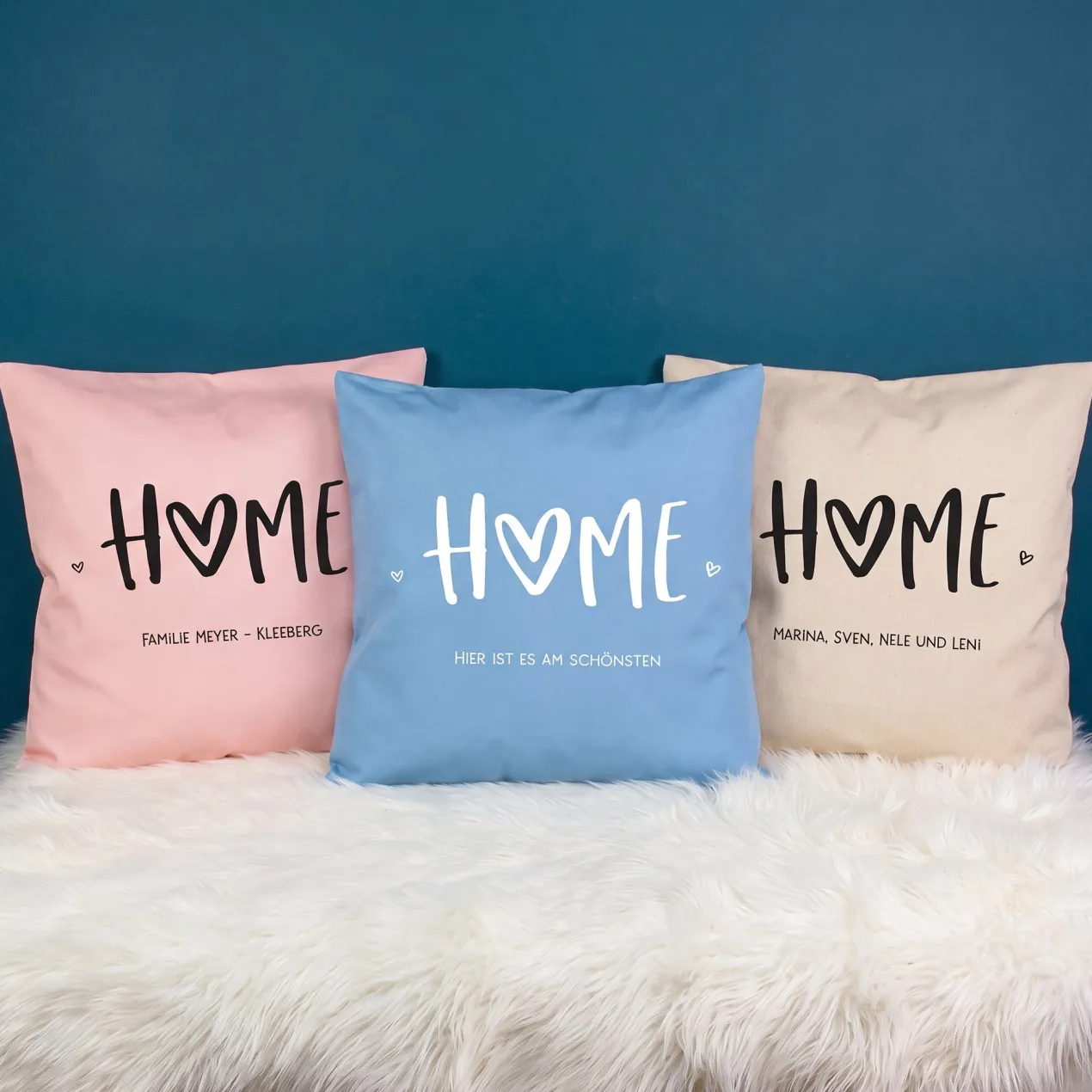 Personalisiertes HOME Kissen mit Wunschtext | Deko Geschenk zum Einzug, für neue Wohnung & Zuhause