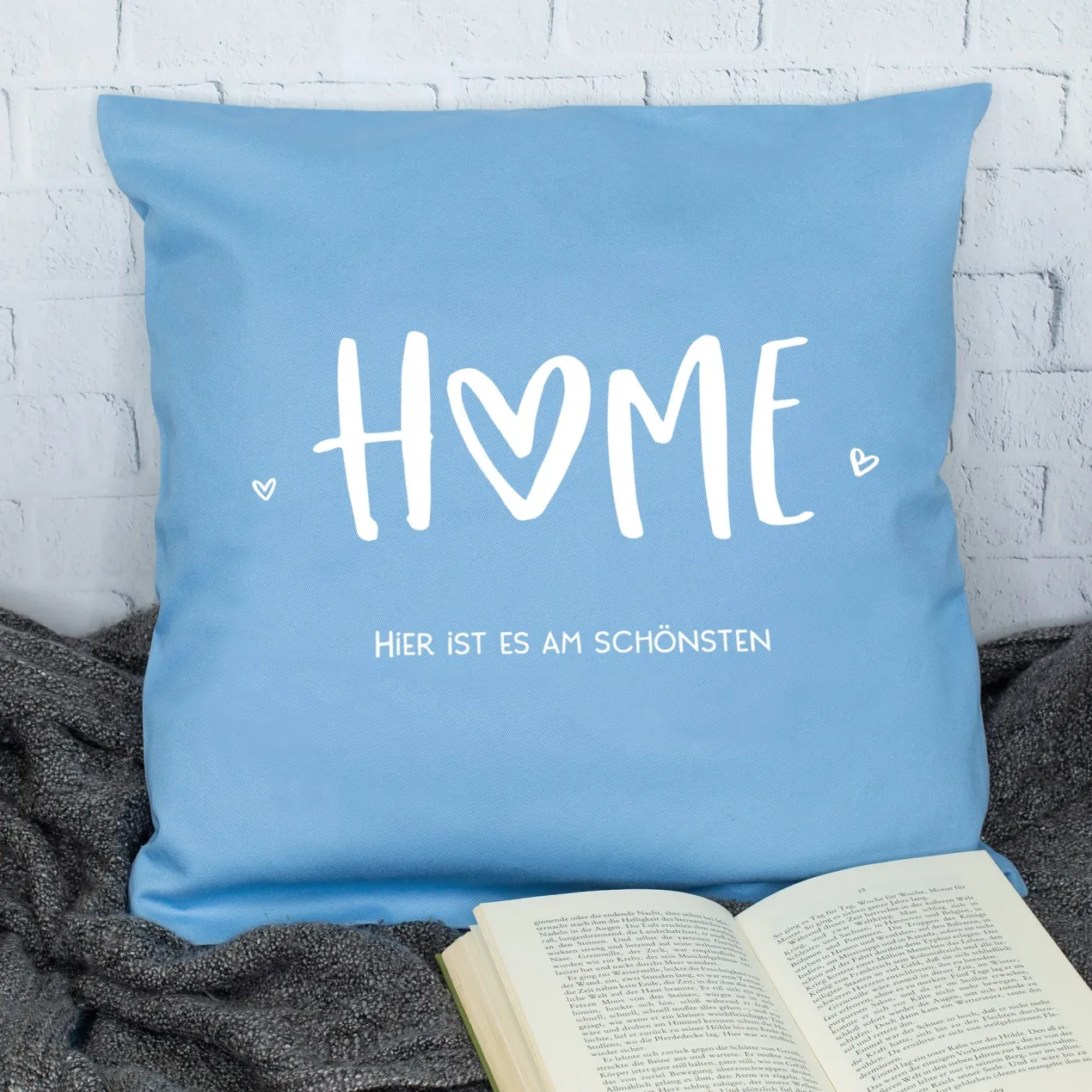 Personalisiertes HOME Kissen mit Wunschtext | Deko Geschenk zum Einzug, für neue Wohnung & Zuhause