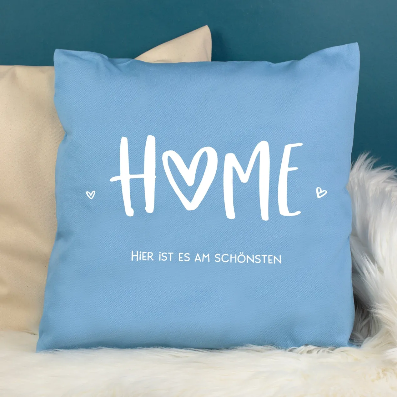 Personalisiertes HOME Kissen mit Wunschtext | Deko Geschenk zum Einzug, für neue Wohnung & Zuhause