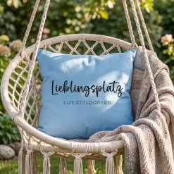 Personalisiertes Kissen 'Lieblingsplatz' mit Wunschtext | Geschenk zum Einzug & Hausbau für Wohnung