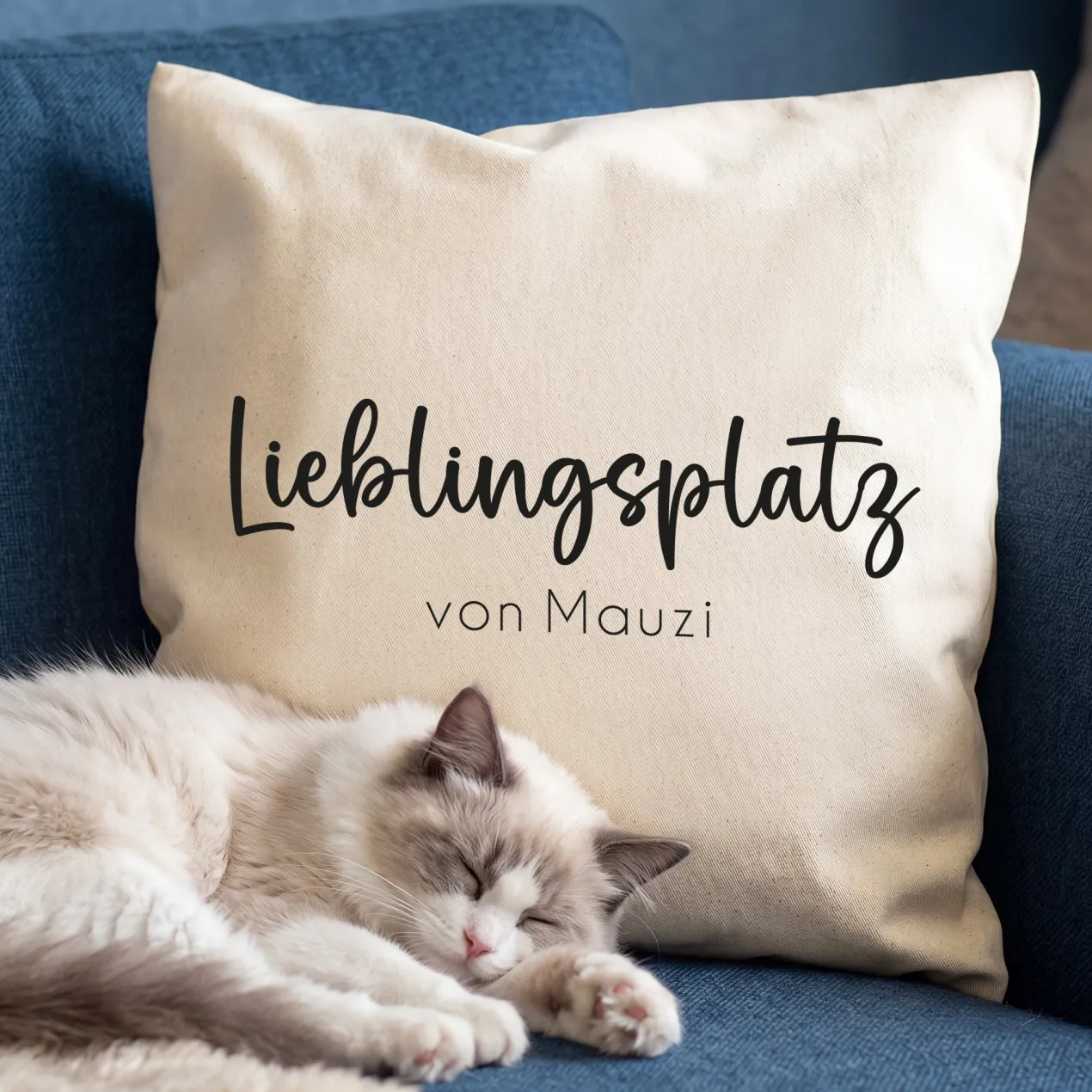 Personalisiertes Kissen 'Lieblingsplatz' mit Wunschtext | Geschenk zum Einzug & Hausbau für Wohnung