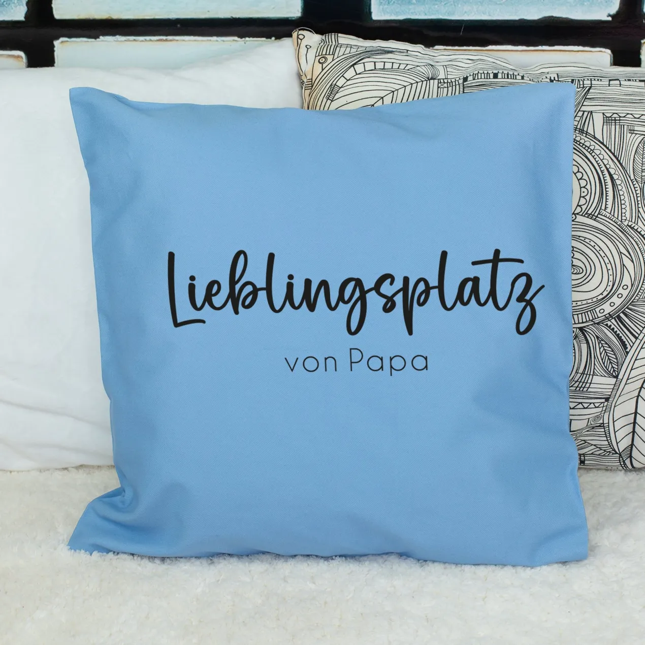 Personalisiertes Kissen 'Lieblingsplatz' mit Wunschtext | Geschenk zum Einzug & Hausbau für Wohnung
