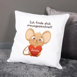Personalisiertes Kissen 'Mausgezeichnet!' mit Name | Geschenk für Herzensmenschen & Valentinstag