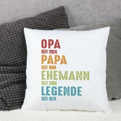 Personalisiertes Kissen 'Opa Papa Ehemann Legende' mit Wunschtext | Geschenk für Vatertag & Geburtstag