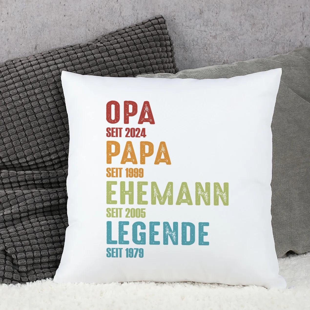 Personalisiertes Kissen 'Opa Papa Ehemann Legende' mit Wunschtext | Geschenk für Vatertag & Geburtstag