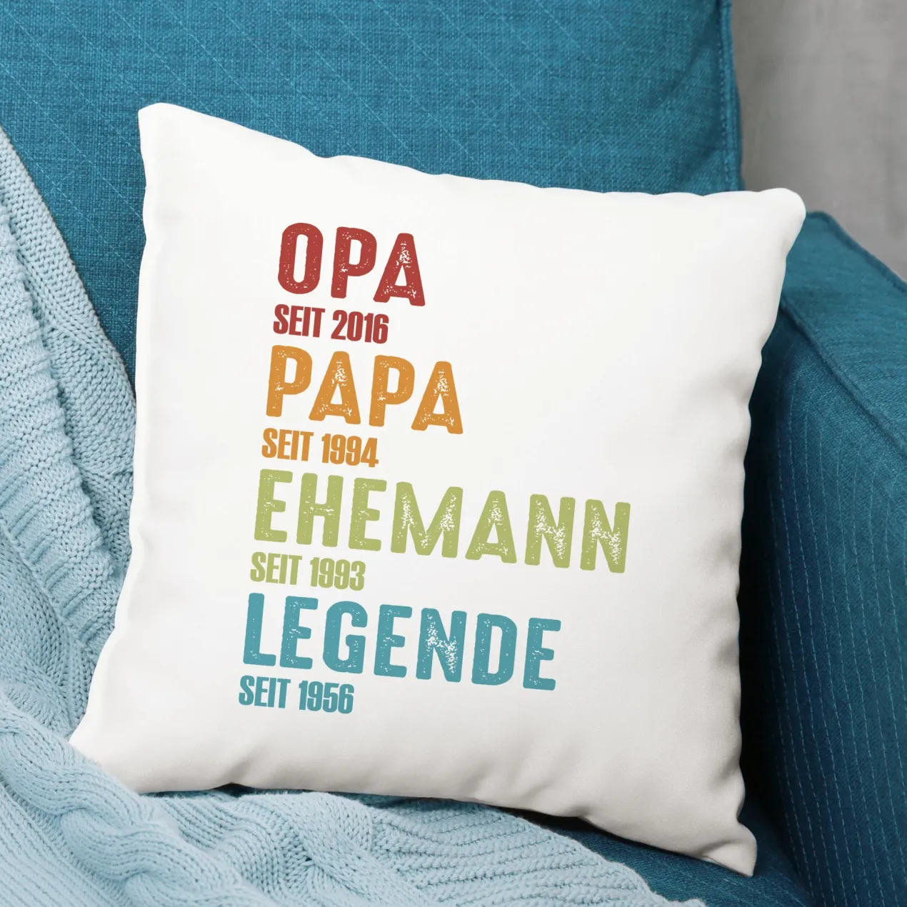 Personalisiertes Kissen 'Opa Papa Ehemann Legende' mit Wunschtext | Geschenk für Vatertag & Geburtstag