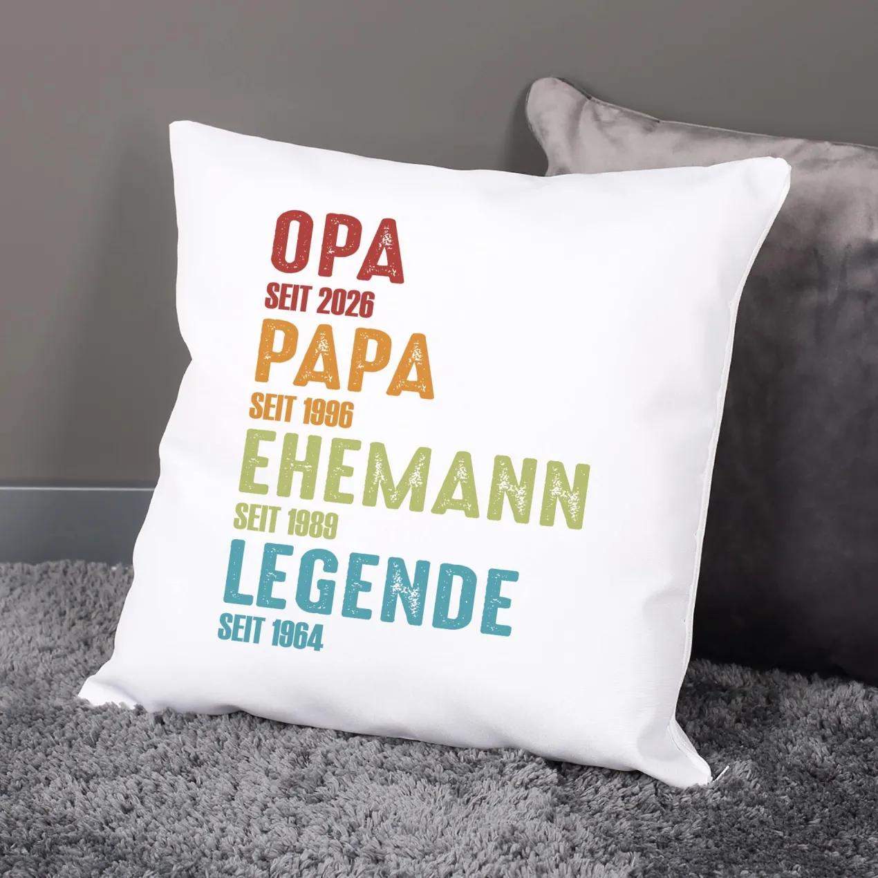 Personalisiertes Kissen 'Opa Papa Ehemann Legende' mit Wunschtext | Geschenk für Vatertag & Geburtstag